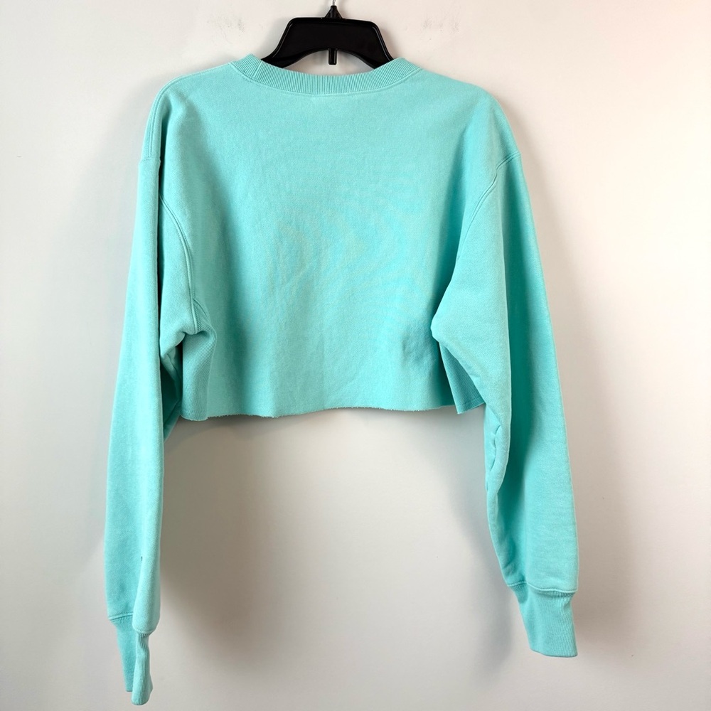 Champion Reverse Weave Cropped Sweatshirt Mint‎ Green Teal S - Picture 5 of 8